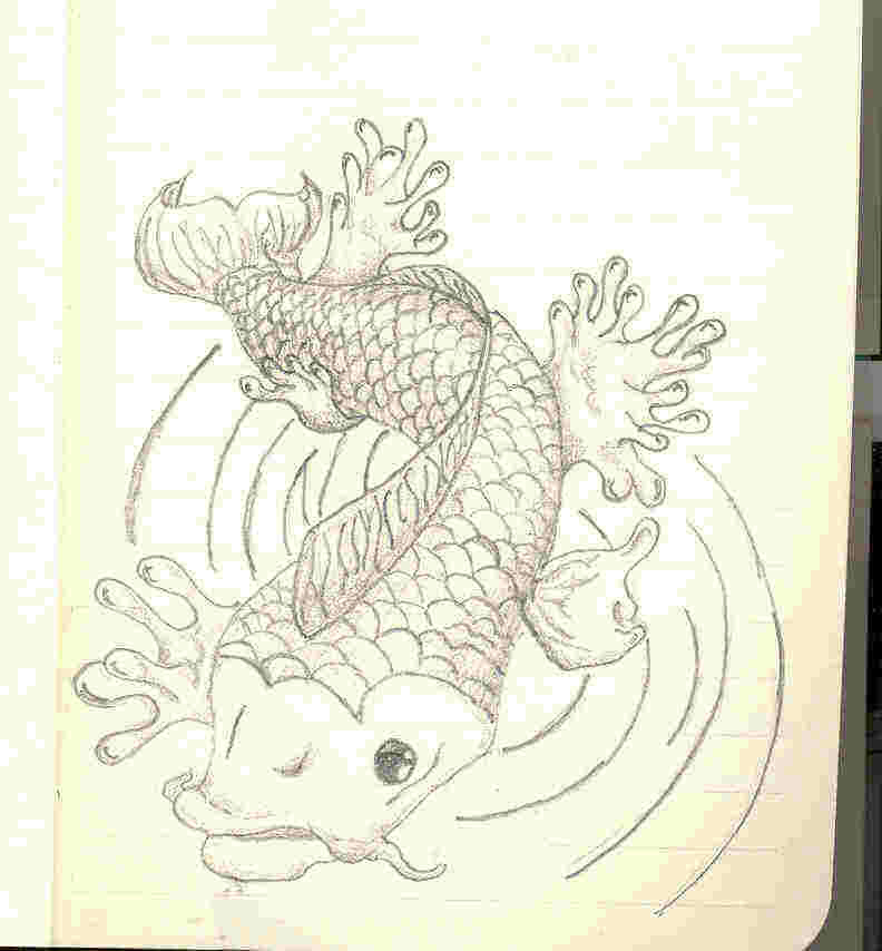 Anyway it is a pencil drawing on notebook paper Koi Fish Tattoo